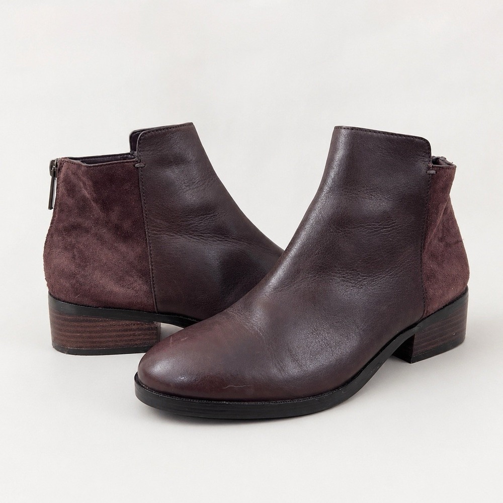 Cole Haan Ankle Boot Women 7. 5 Brown Leather Suede Bootie Elion Minimalist